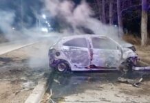 San Martín: un hombre murió tras chocar contra un árbol e incendiarse su auto